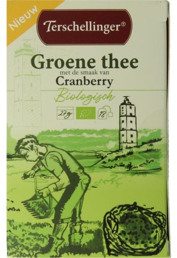 Terschellinger Groene thee cranberry bio (18 Zakjes)