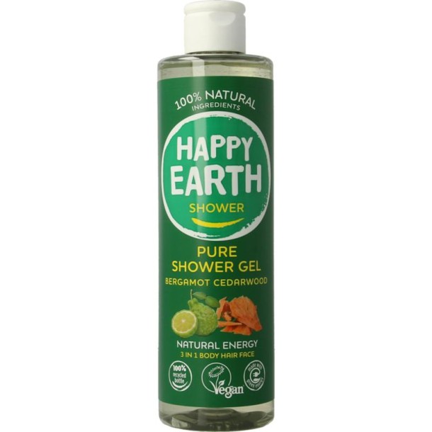 Happy Earth Douchegel bergamot cedarwood (300 Milliliter)