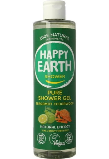 Happy Earth Douchegel bergamot cedarwood (300 Milliliter)