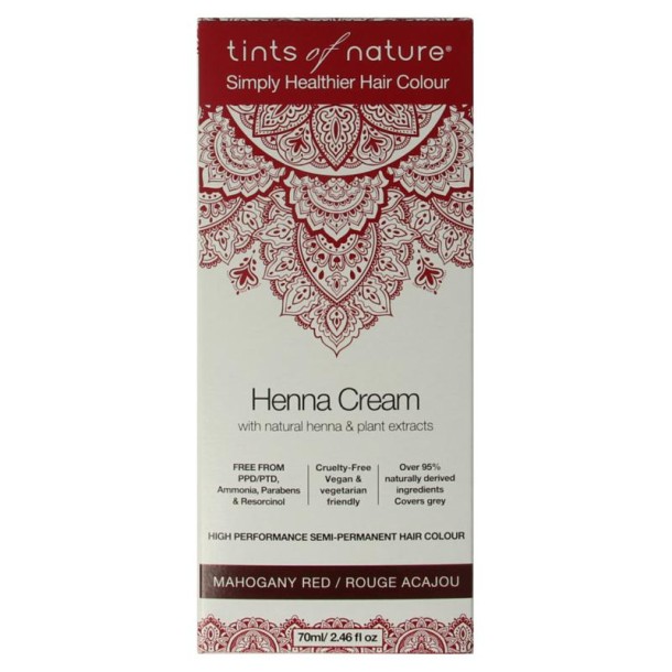 Tints Of Nature Henna cream mahogany red semi permanent (70 Milliliter)