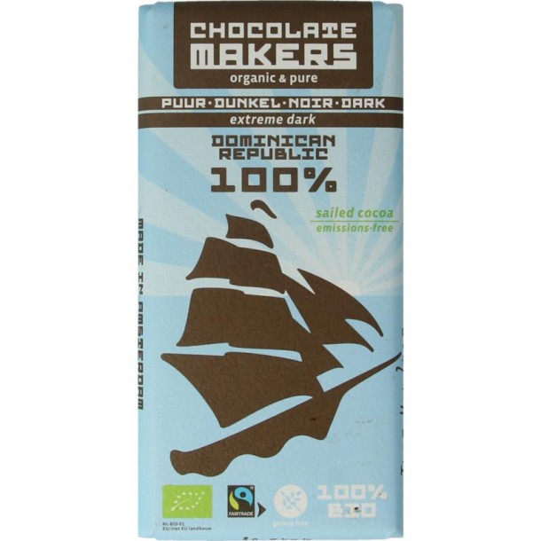 Chocolatemakers Reep tres hombres 100% extra puur fairtrade bio (80 Gram)