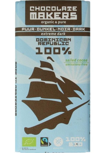 Chocolatemakers Reep tres hombres 100% extra puur fairtrade bio (80 Gram)