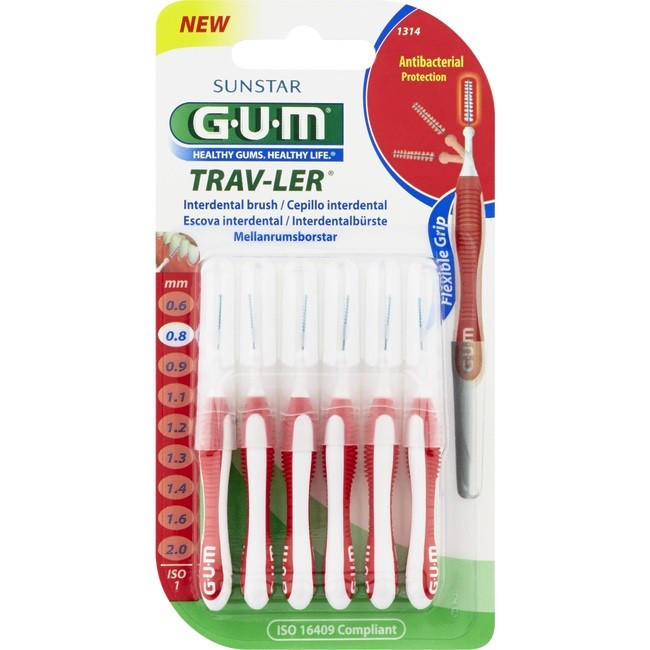 bar Wakker worden monteren Gum Trav-Ler Rood Tandenragers 0,8 MM