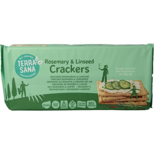 Terrasana Crackers rozemarijn & lijnzaad bio (250 Gram)