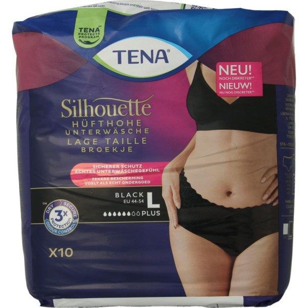 Tena Silhouette plus low waist zwart L (10 Stuks)