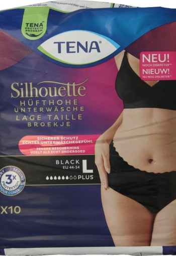 Tena Silhouette plus low waist zwart L (10 Stuks)