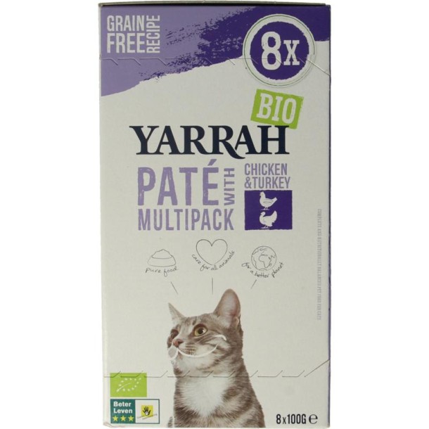 Yarrah Multipack kat met pate kip en kalkoen bio (100 Gram)