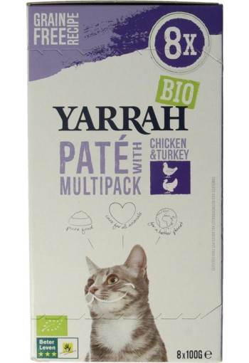 Yarrah Multipack kat met pate kip en kalkoen bio (100 Gram)