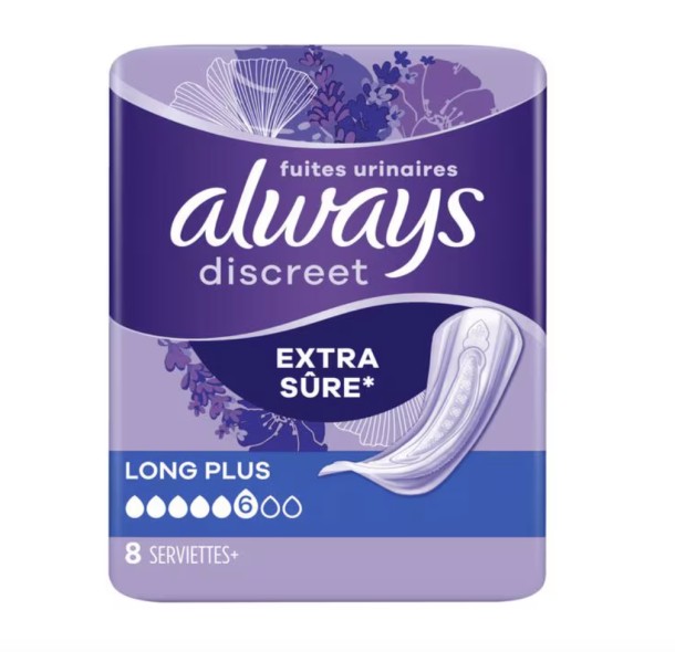 Always Discreet Verband+ Voor Urineverlies Long Plus 8 stuks