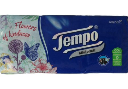 Tempo Tempo zakdoekje mini 4 laags (9 Stuks)