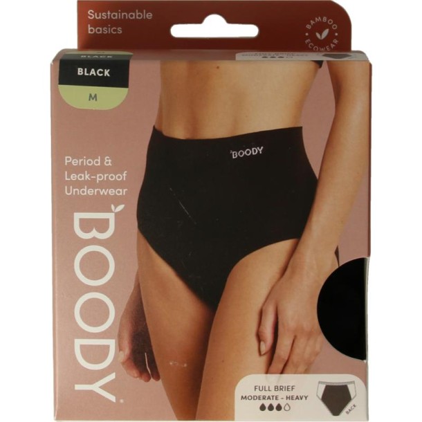 Boody Menstruatieondergoed tailleslip zwart normaal/hevi (1 Stuks)