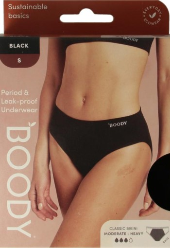 Boody Menstruatieondergoed bikinislip zwart norm/hevig S (1 Stuks)