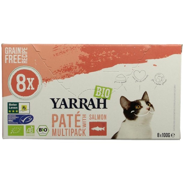 Yarrah Multipack kat met pate en zalm bio (100 Gram)