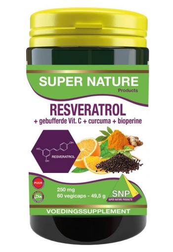 SNP Resveratrol curcuma gebufferd vit C bioperine puur (60 Vegetarische capsules)