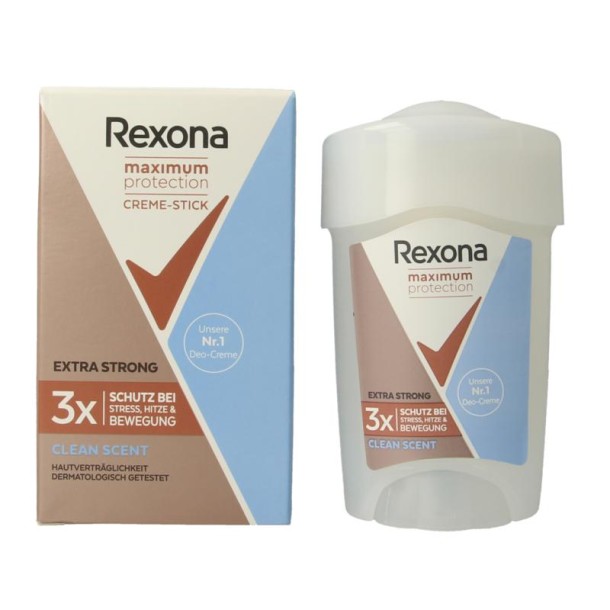 Rexona Deodorant stick woman max prot clean scent 45 Milliliter