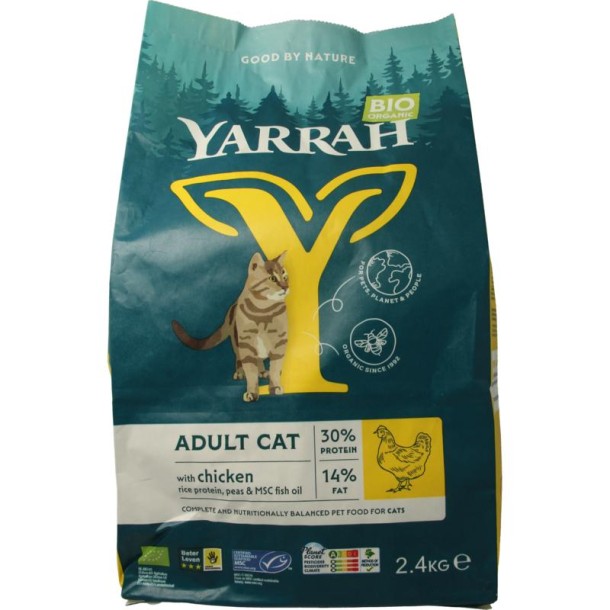 Yarrah Adult kattenvoer met kip bio (2400 Gram)