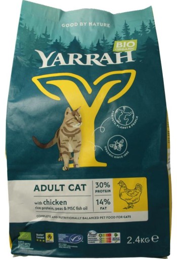 Yarrah Adult kattenvoer met kip bio (2400 Gram)