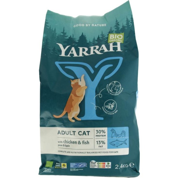 Yarrah Adult kattenvoer met vis bio (2400 Gram)