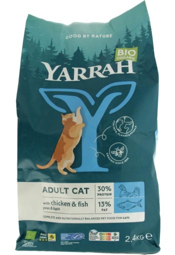 Yarrah Adult kattenvoer met vis bio (2400 Gram)