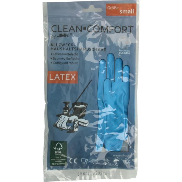 Clean-Comfort Huishoudhandschoen blauw maat S (1 Paar)