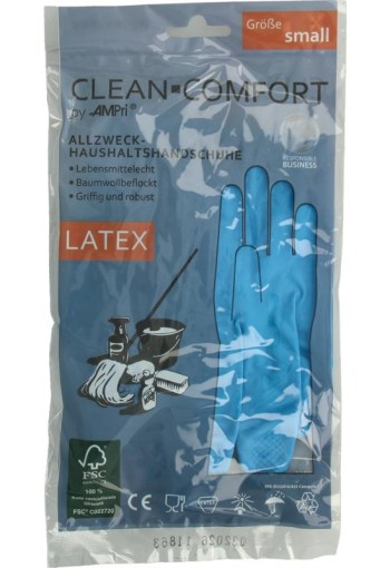 Clean-Comfort Huishoudhandschoen blauw maat S (1 Paar)