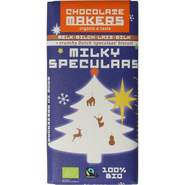 Chocolatemakers Kerstreep milky speculaas (80 Gram)