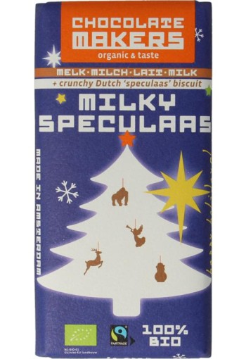 Chocolatemakers Kerstreep milky speculaas (80 Gram)