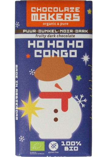 Chocolatemakers Kerstreep ho ho ho Congo 68% puur (80 Gram)