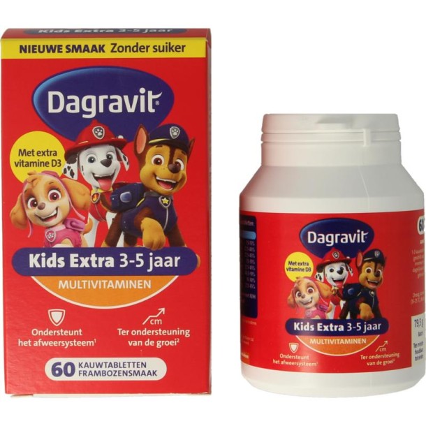 Dagravit Kids extra 3 - 5 jaar (60 Kauwtabletten)