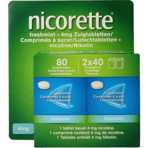 Nicorette Zuigtablet 4mg fresh mint (80 Zuigtabletten)