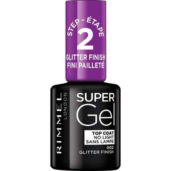 Rimmel SuperGel Top Coat Nail Polish Lacquer Top Coat Glitter Effect 002 12 ML