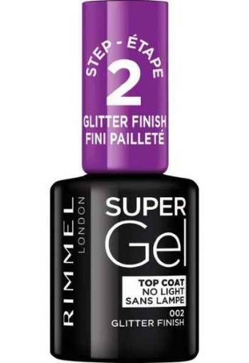 Rimmel SuperGel Top Coat Nail Polish Lacquer Top Coat Glitter Effect 002 12 ML