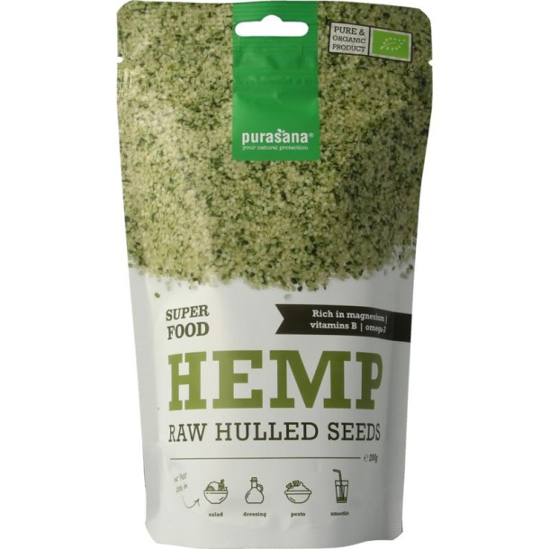 Purasana Gepeld hennepzaad hulled hemp seeds bio (200 Gram)