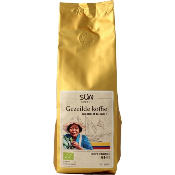 Sun Coffee Gezeilde koffiebonen medium roast bio (250 Gram)