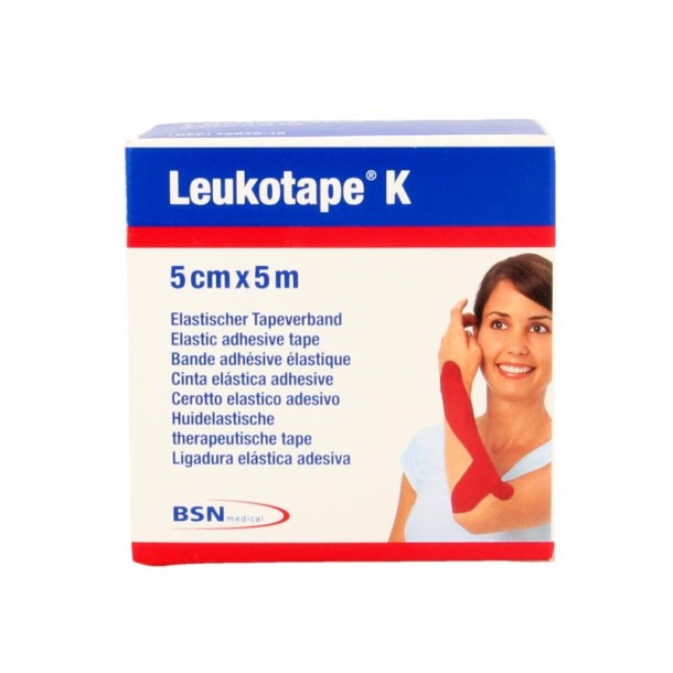 Leukotape K elastische tape 5m x 5cm rood (1 Stuks)