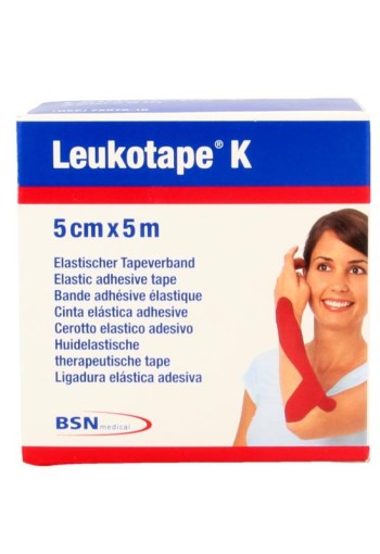 Leukotape K elastische tape 5m x 5cm rood (1 Stuks)