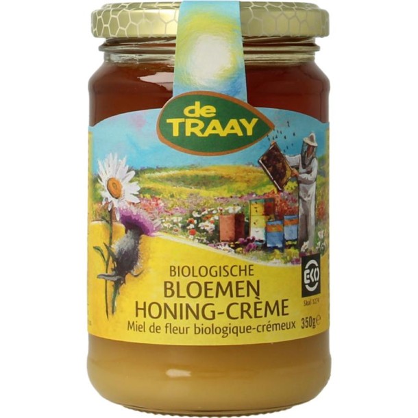 Traay Bloemen honing creme bio (350 Gram)