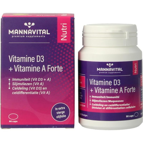 Mannavital Vitamine D3 + vitamine A forte (90 Capsules)