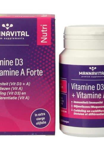 Mannavital Vitamine D3 + vitamine A forte (90 Capsules)