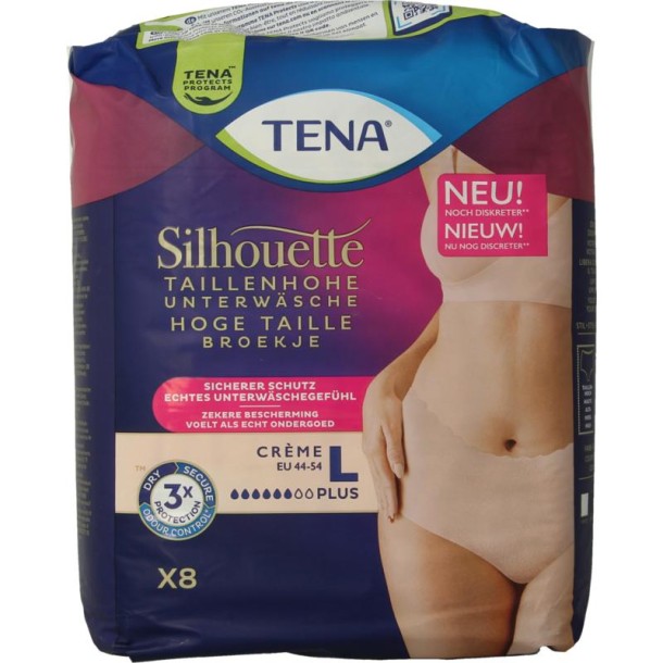 Tena Silhouet plus high waist creme large (8 Stuks)