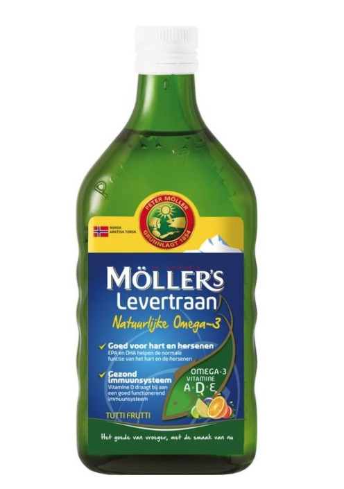 Mollers Omega-3 levertraan tutti frutti 250 Milliliter