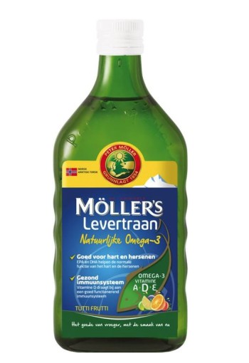 Mollers Omega-3 levertraan tutti frutti 250 Milliliter