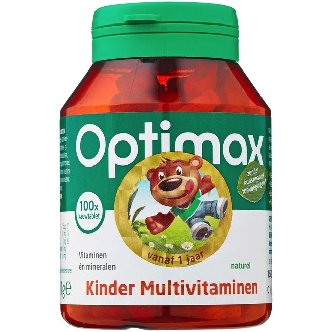 Optimax Kinder 1+ Multivitamine Kauwtabletten Naturel stuks