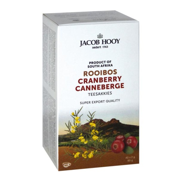 Jacob Hooy Rooibosthee cranberry (40 Zakjes)