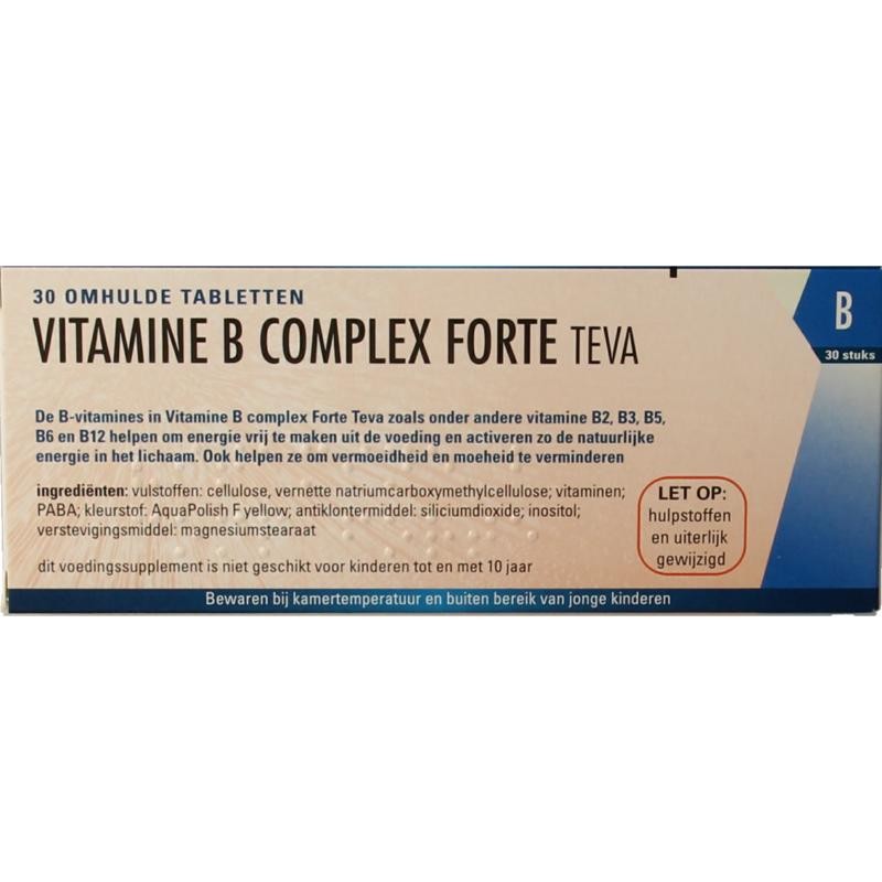 maak het plat formule Probleem Teva Vitamine B complex forte (30 tabletten)