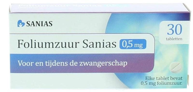 borst Blind voetstuk Sanias Foliumzuur 0.5 mg (30 tabletten)