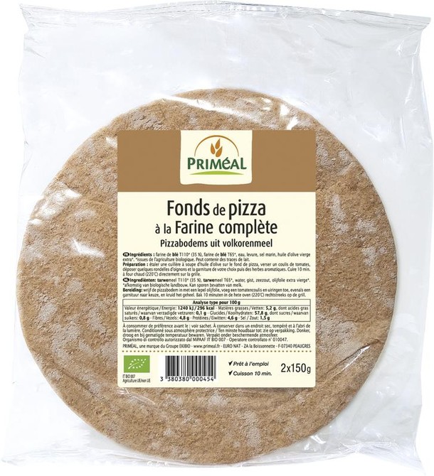 Primeal Pizza basis 150 gram bio (2 Stuks)