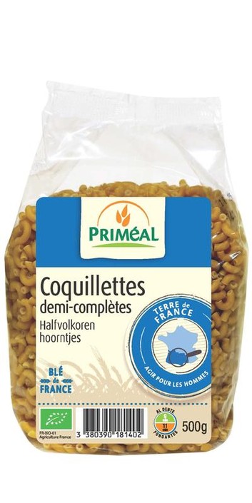 Primeal Halfvolkoren hoorntjes bio (500 Gram)