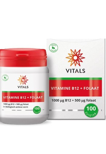 Vitals Vitamine B12 1000 mcg folaat 500 mcg (100 Zuigtabletten)