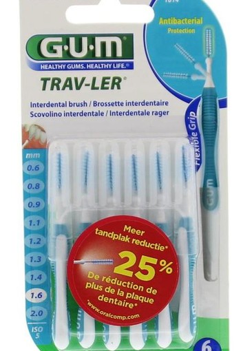 GUM Trav-ler rager 1.6 mm (blauw) (6 Stuks)